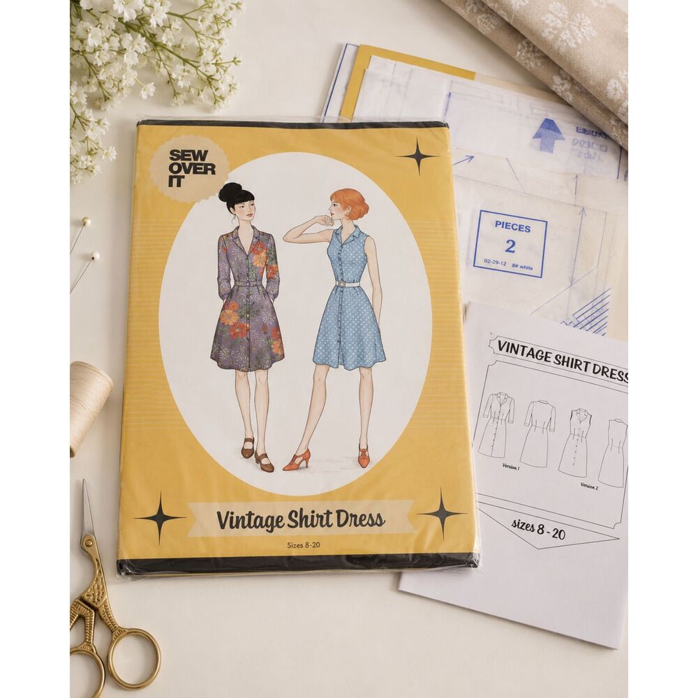 Sew Over It Vintage Shirt Dress Pattern Sizes 8-20 Pattern Retro